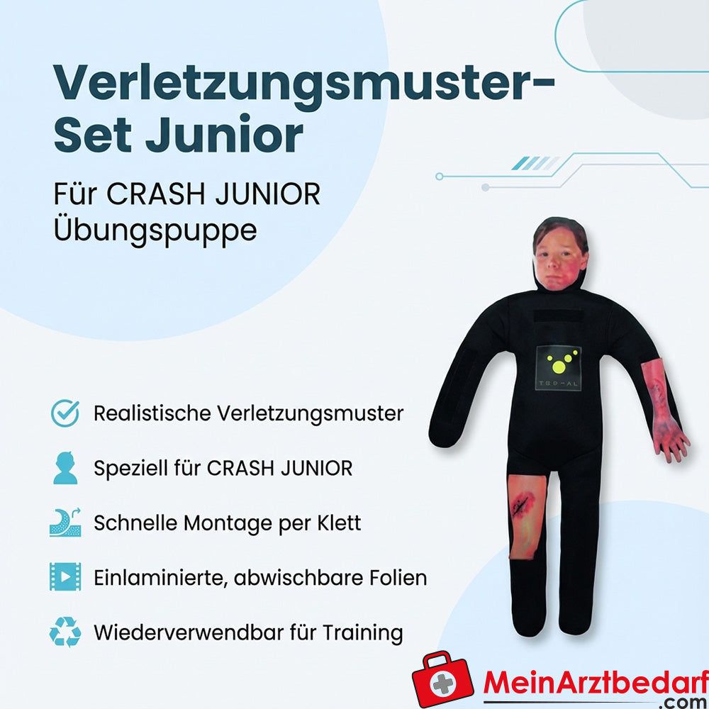 Verletzungsmuster-Set Junior für CRASH JUNIOR, 24 Folien bis DIN A4