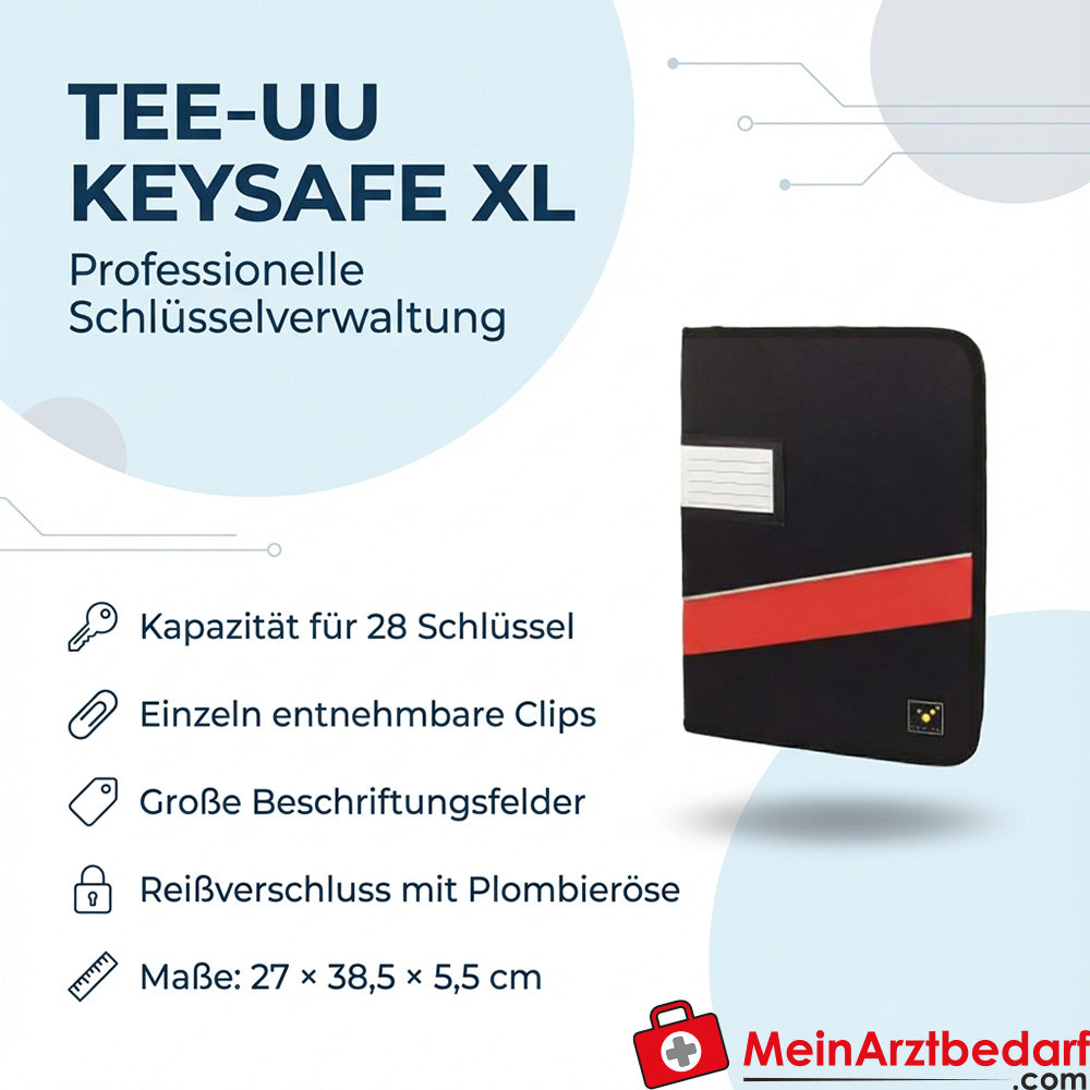 TEE-UU KEYSAFE XL sleutelhouder voor 28 sleutels, zwart/rood