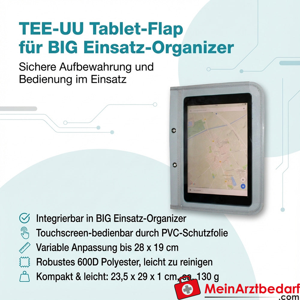 TEE-UU TABLET-FLAP Einhefter für BIG Einsatz-Organizer, Tablet-Hülle 28 x 19 cm, 600D Polyester, grau