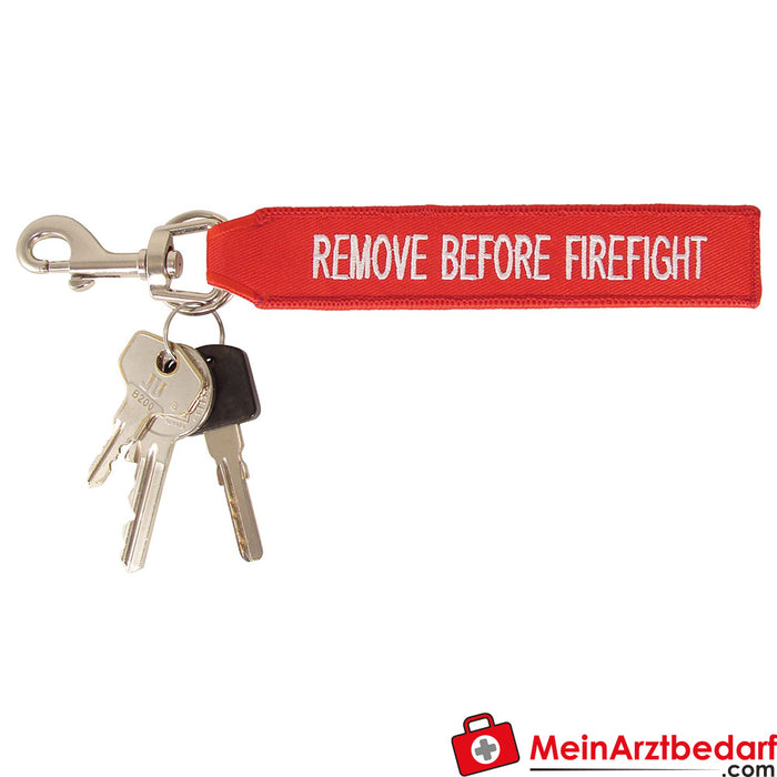 REMOVE BEFORE, pendant, red