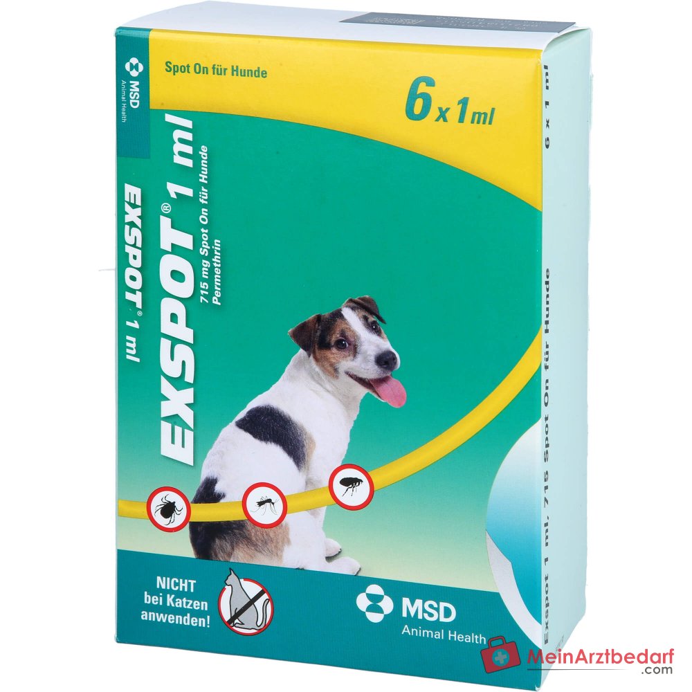 Exspot dierenarts permethrin 715 mg/ml spot-on oplossing voor honden 6 x 1 ml