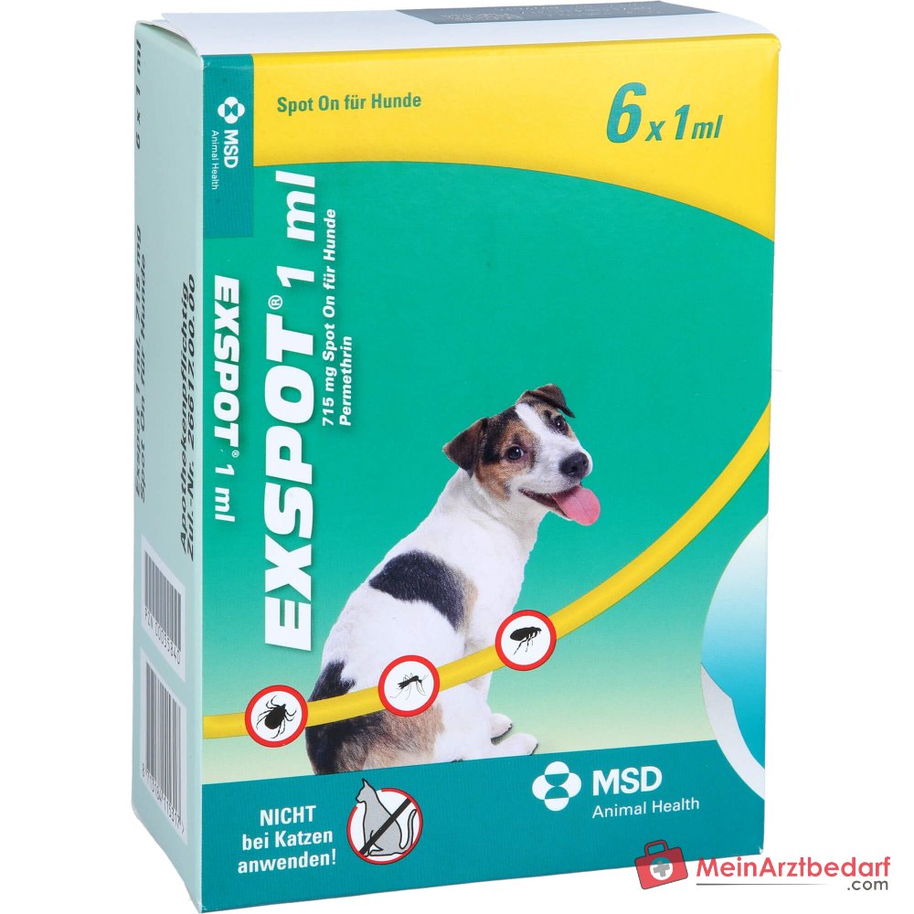 Exspot dierenarts permethrin 715 mg/ml spot-on oplossing voor honden 6 x 1 ml