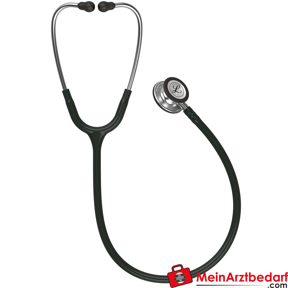 Littmann Classic III Stethoskop Edelstahl-Bruststück, Dual-Frequency, Einschlauch, Black Edition, Edelstahl-Edition