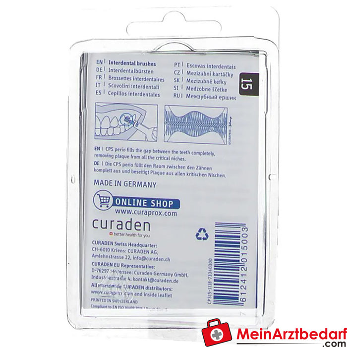 Curaprox® diş arası fırçaları CPS 15 normal 1.8 - 5.0 mm konik, 5 adet.