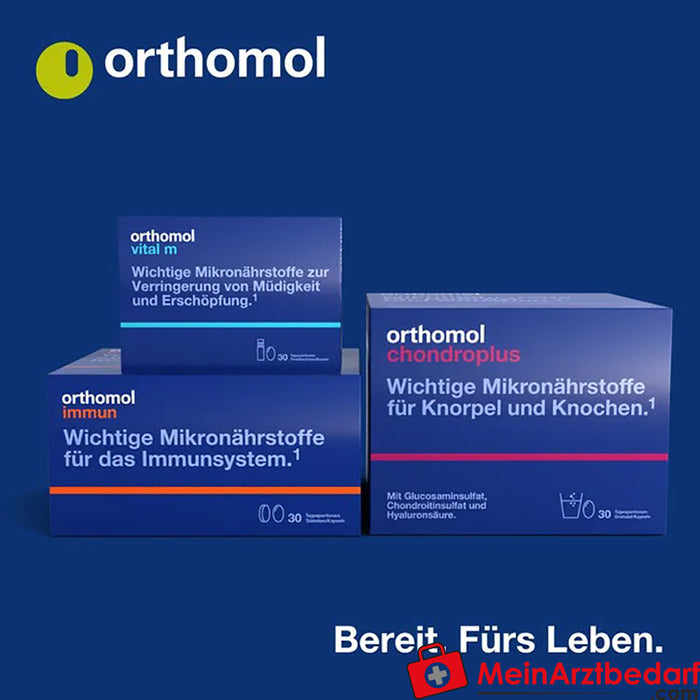 Orthomol Cardio - 支持正常心脏功能，含镁、欧米茄-3 脂肪酸和维生素 D - 颗粒/片剂/胶囊，1 个。