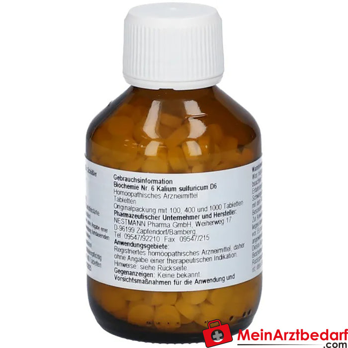 Bioquímica 6 Potasio sulfúrico D 6 Comprimidos