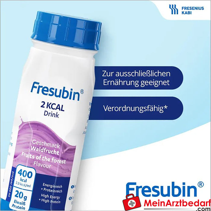 Fresubin 2 kcal cibo da bere neutro e cibo per la costruzione di edifici e cibo con vitamina D per più energia, 4 x 200ml