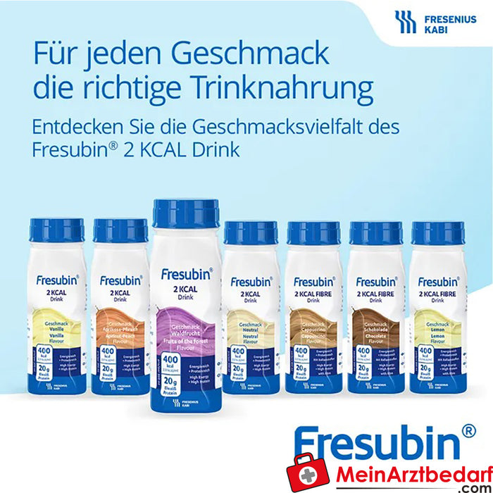 Fresubin 2 kcal cibo da bere neutro e cibo per la costruzione di edifici e cibo con vitamina D per più energia, 4 x 200ml