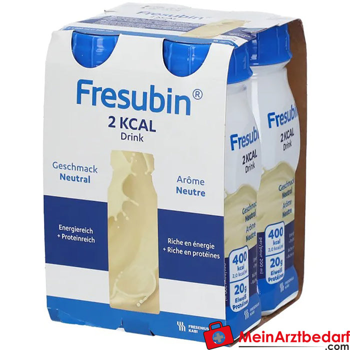 Fresubin 2 kcal cibo da bere neutro e cibo per la costruzione di edifici e cibo con vitamina D per più energia, 4 x 200ml