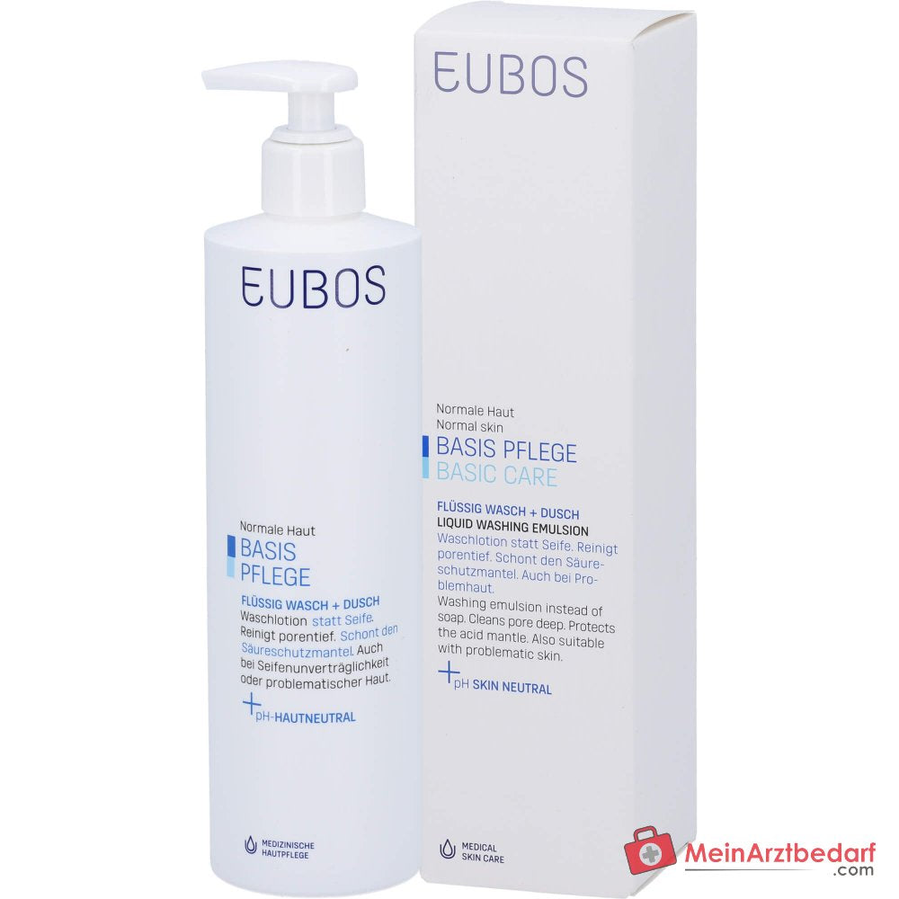 Eubos Basis Pflege Flüssig Wasch + Dusch Waschlotion mit Dosierspender, 400 ml.
