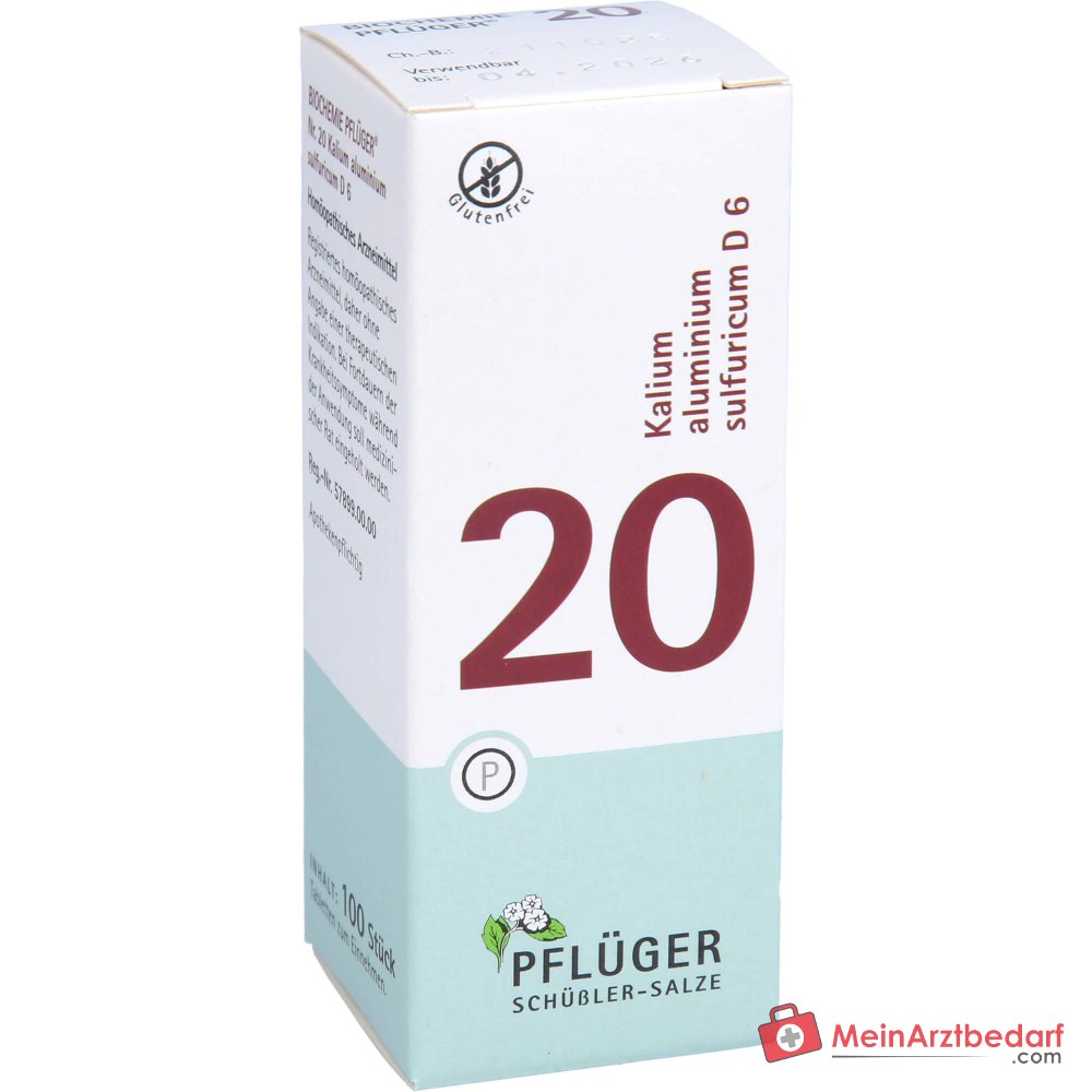 Biochemie Pflüger N° 20 Kalium aluminium sulfuricum D6 Comprimés, 100 pièces.