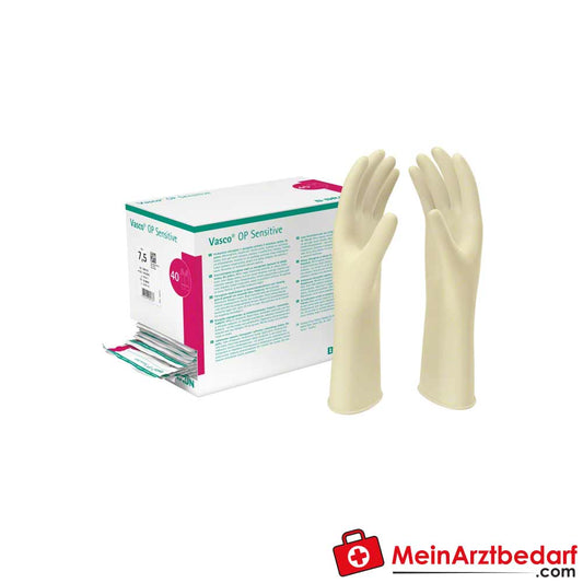 B. Braun Vasco OP Sensitive, sterile Operationshandschuhe (puderfrei).