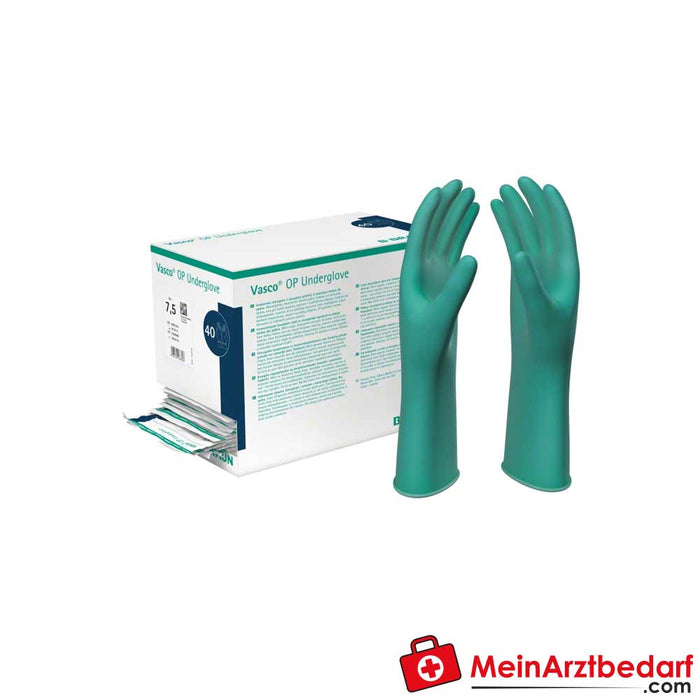 B. Braun Vasco OP Underglove, sterile green latex surgical indicator gloves, 40 pairs