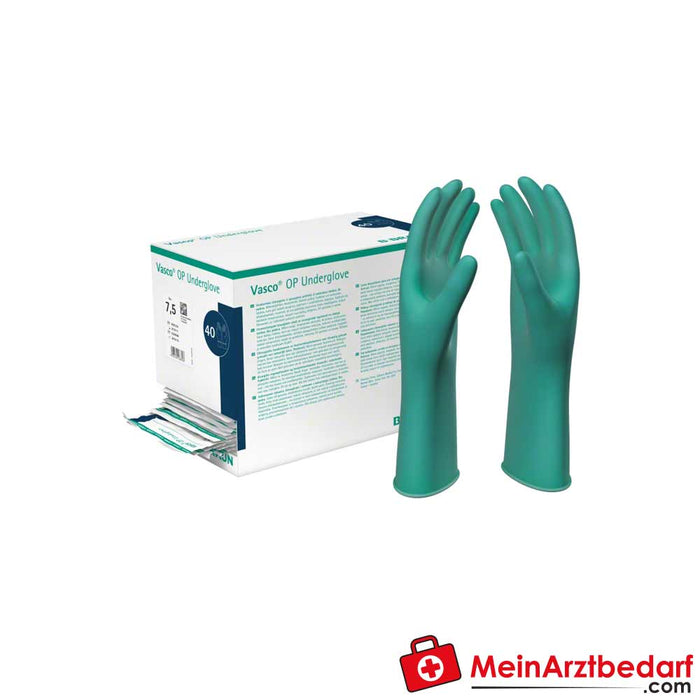 B. Braun Vasco OP Underglove, guanti chirurgici indicatori in lattice verde sterile, 40 paia