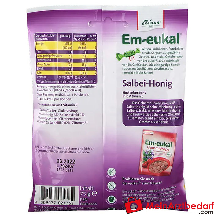 Em-eukal® Miód szałwiowy z cukrem, 75g
