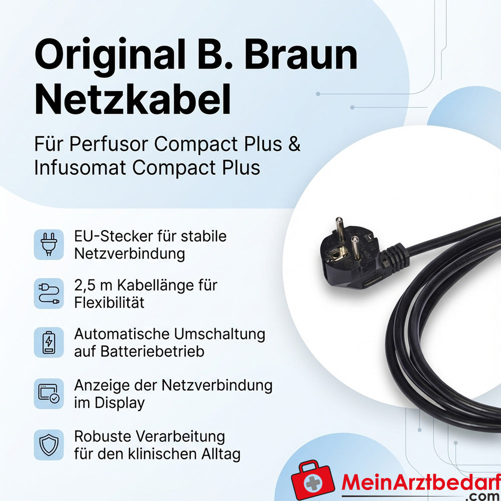 B. Braun Netzkabel 2,5 m für Perfusor Compact Plus & Infusomat Compact Plus EU-Stecker