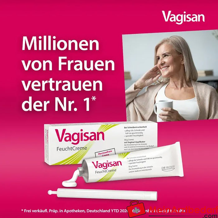 Vagisan Vochtinbrengende Crème: Hormoonvrije vaginale crème voor droge vagina - ook voor geslachtsgemeenschap, 50g