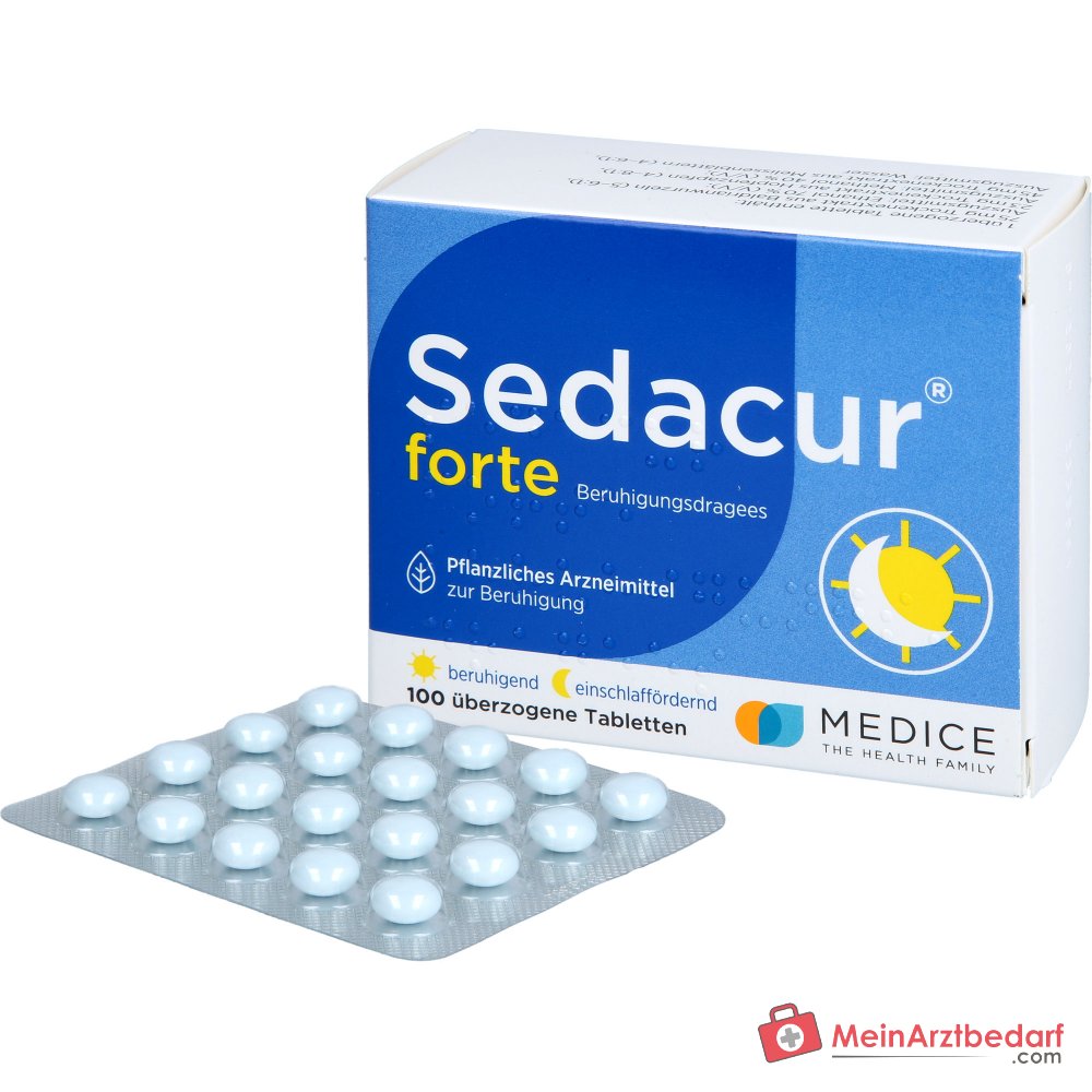 Sedacur forte Valeriaan 75 mg Citroenmelisse 45 mg Hop 23 mg Dragees, 100 st.