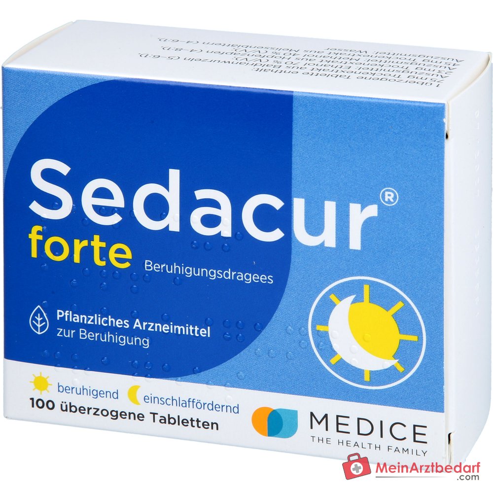 Sedacur forte Valeriaan 75 mg Citroenmelisse 45 mg Hop 23 mg Dragees, 100 st.