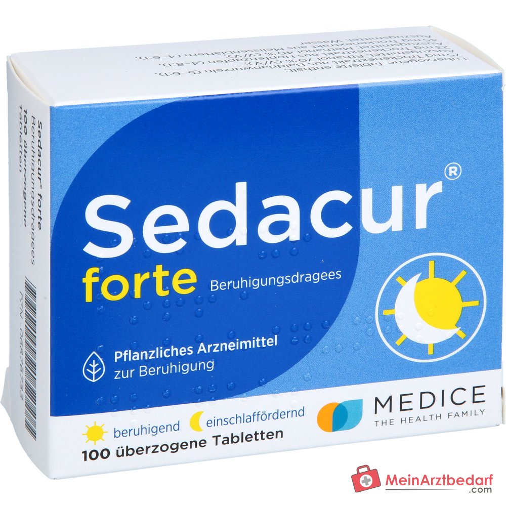Sedacur forte Valeriaan 75 mg Citroenmelisse 45 mg Hop 23 mg Dragees, 100 st.