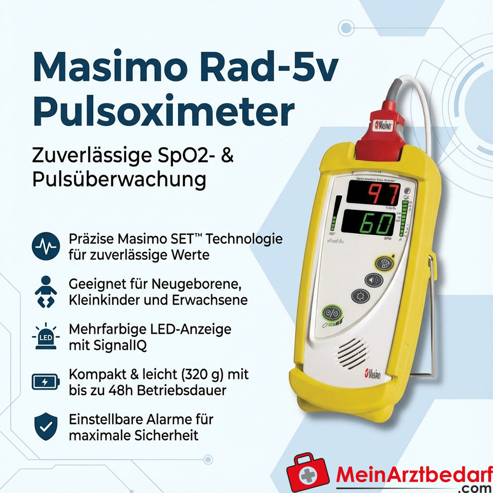 Masimo Rad-5v pulsoximeter SpO2 en polsslag, Masimo SET, LED-scherm
