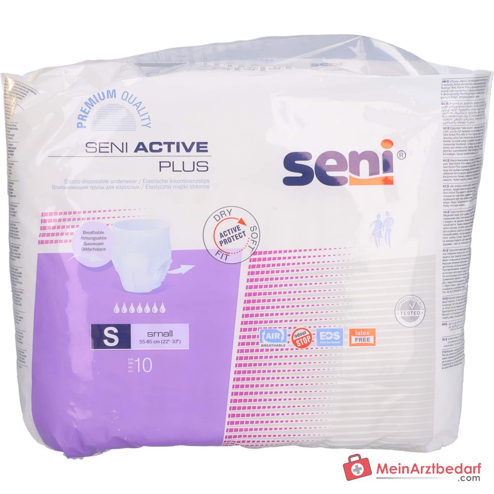 Seni Active Plus S wegwerpincontinentiebroekje maat S ademend met vochtindicator en zijdelingse bescherming tegen doorlekken