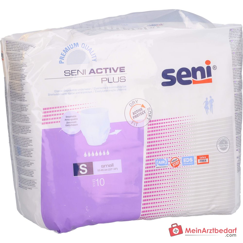 Seni Active Plus S wegwerpincontinentiebroekje maat S ademend met vochtindicator en zijdelingse bescherming tegen doorlekken
