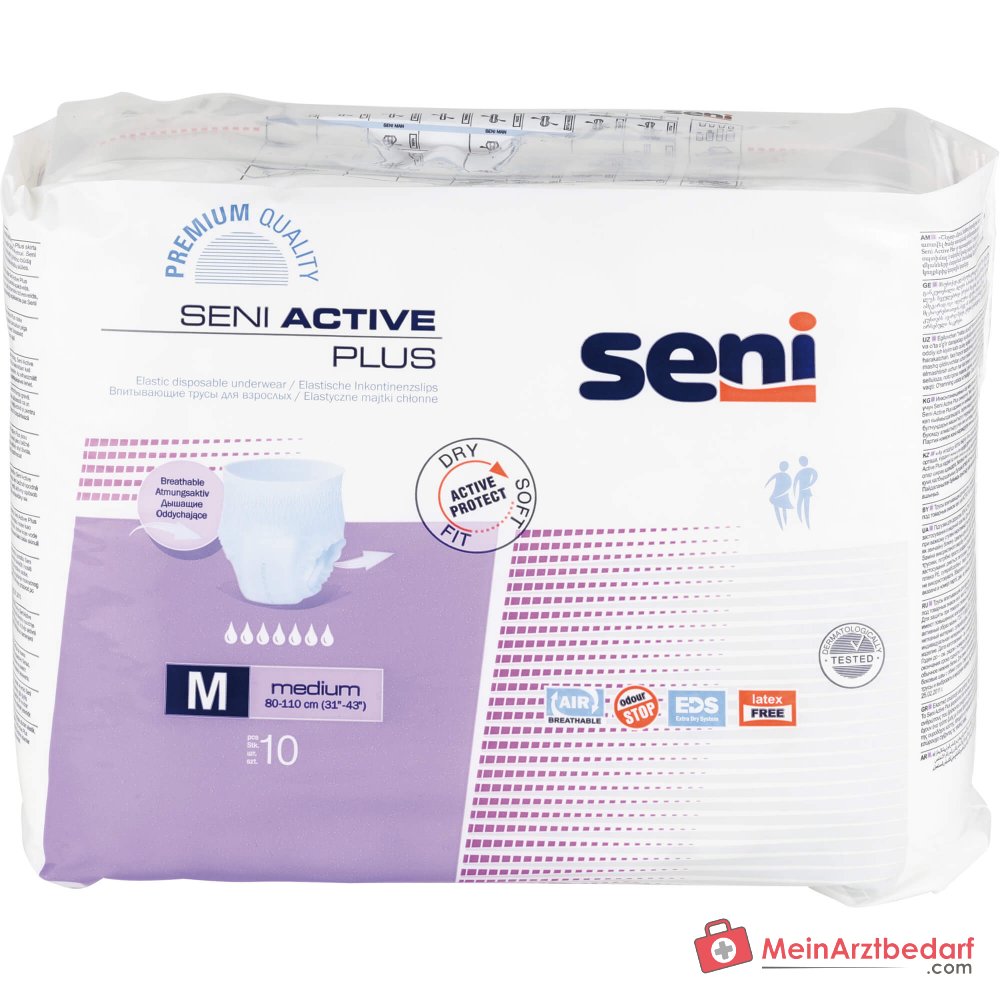 Seni Active Plus Couche Incontinence M moyenne 10 pièces Absorption 1900-2000 ml
