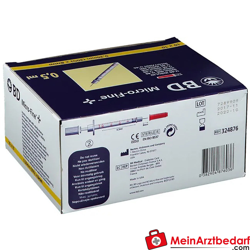 BD Micro FINE™+ U 40 Insulinspritzen 8 mm, 50ml