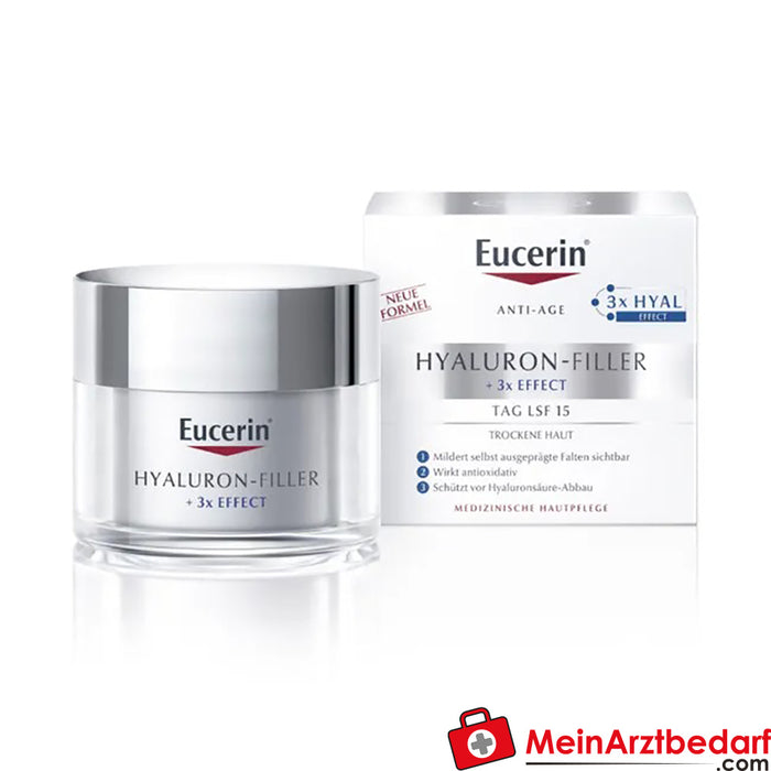 Eucerin® Hyaluron-Filler cuidado de día para piel seca - Alisa las arrugas, nutre y previene el envejecimiento prematuro de la piel