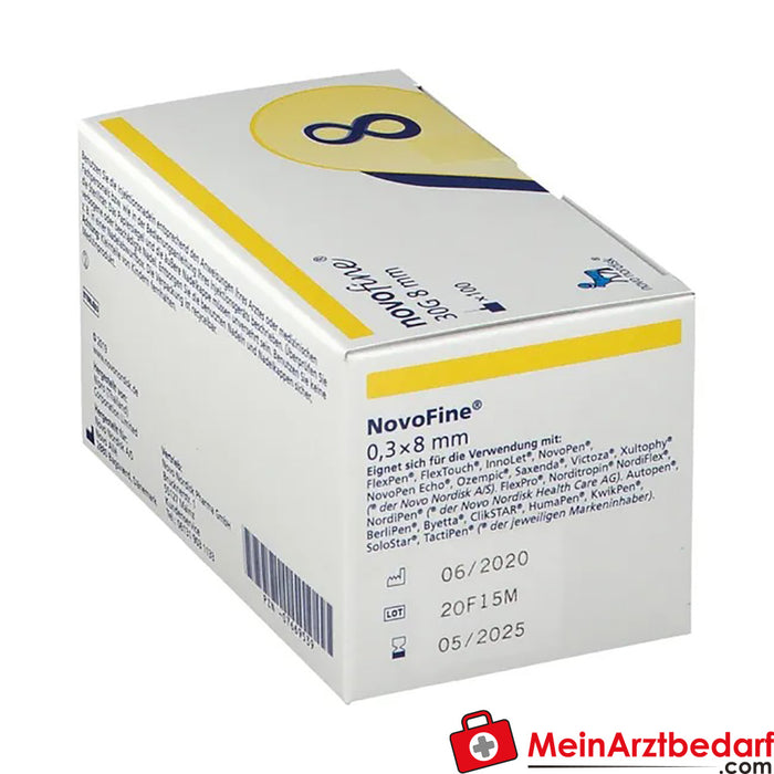NovoFine® 8mm 30g TW Aiguilles pour injection, 100 pces
