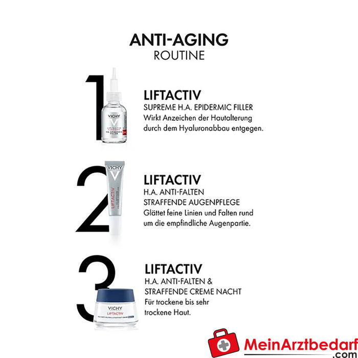 Vichy Liftactiv Hyaluron Anti-Falten & Straffheit Creme Nachtcreme: Straffende Anti-Aging-Nachtcreme mit Hyaluronsäure, 50ml