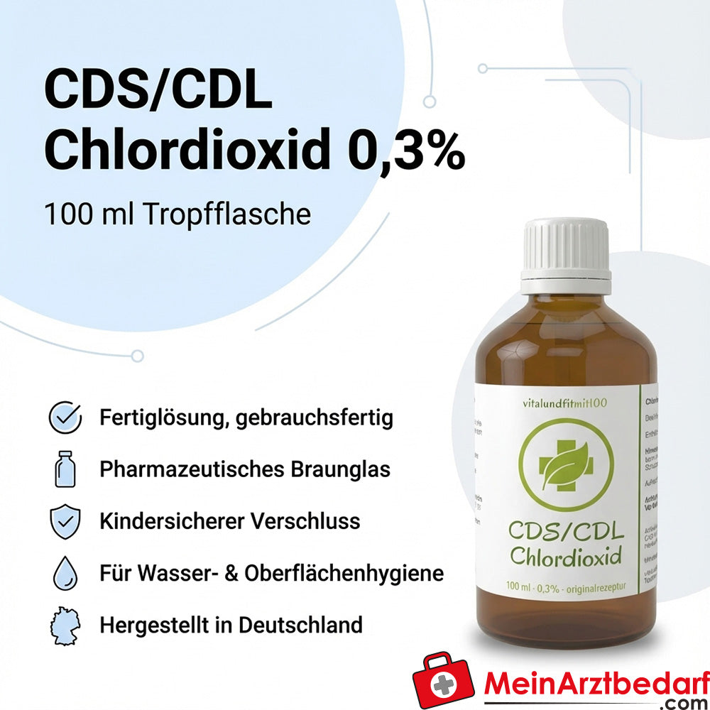 cdl aufbewahrung Chlordioxid-Lösung CDS/CDL 0,3% Tropfflasche 100 ml Braunglas