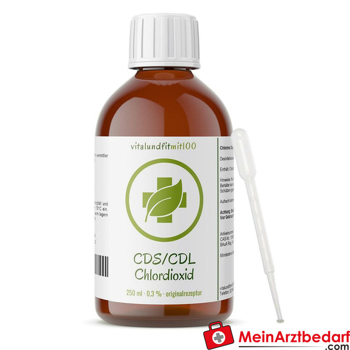 Soluzione di biossido di cloro CDS / CDL 0,3% 250 ml vetro ambrato