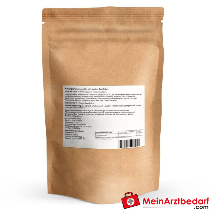 L-Arginine Basispoeder (plantaardig) 500 g