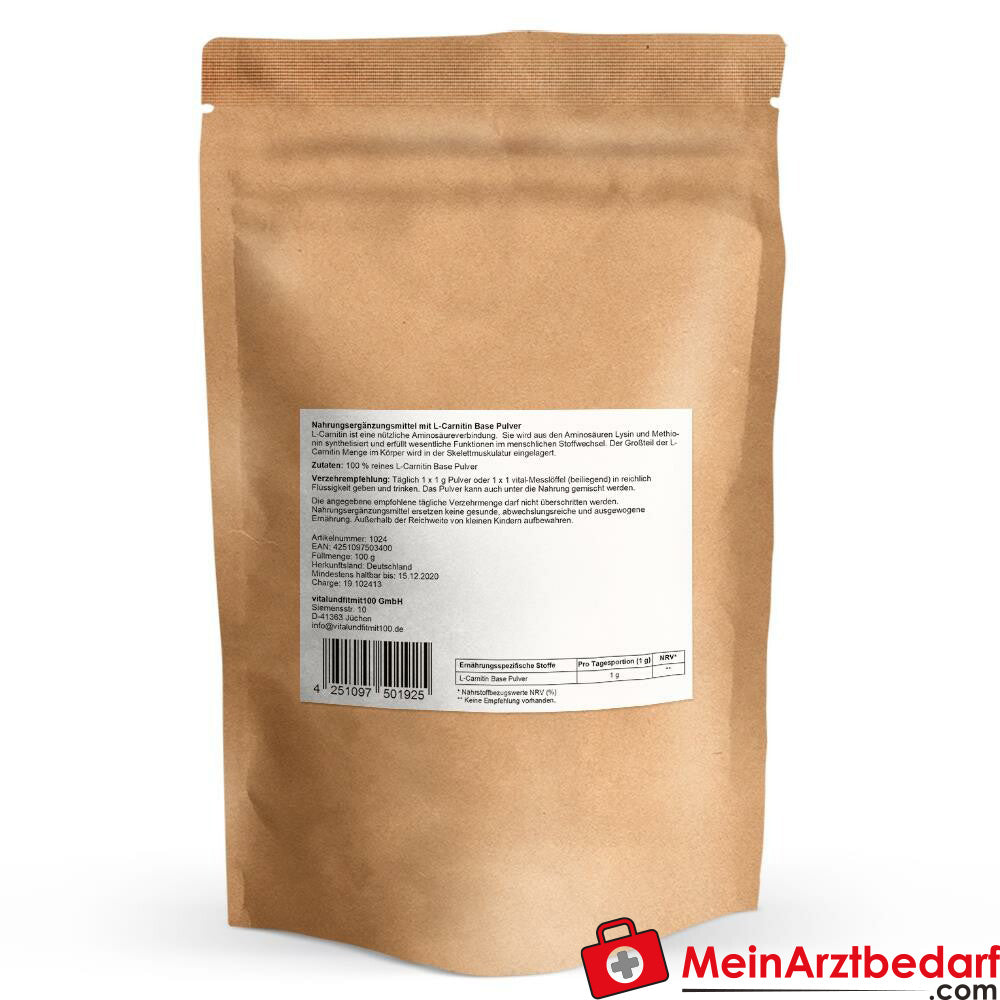 L-Carnitin Base Pulver 100g – Energie & Fettverbrennung