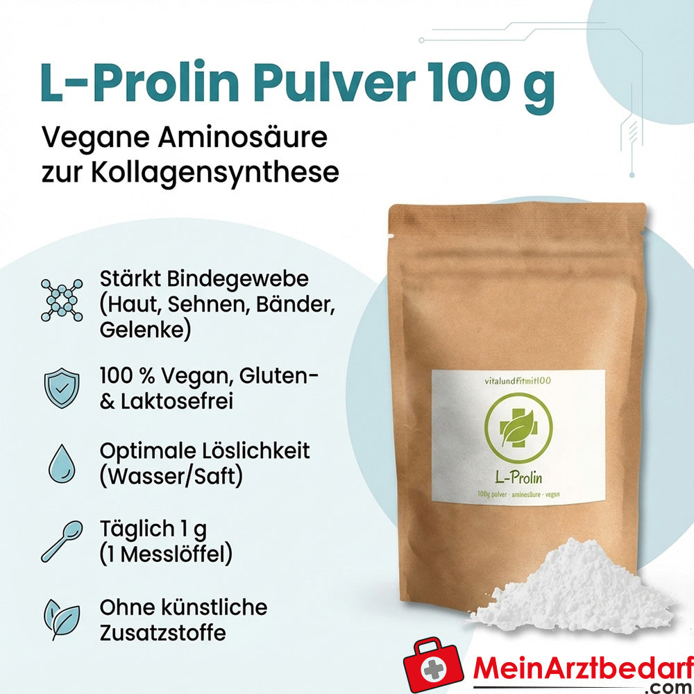 L-Prolin Pulver 100 g Aminosäure Kollagenbildung vegan