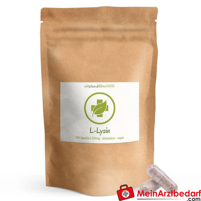 Cápsulas de L-Lisina 150 piezas de 500 mg cada una.