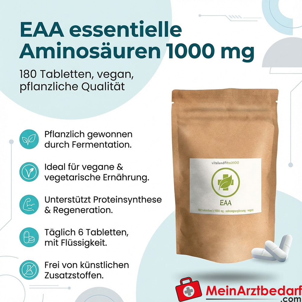 EAA essentielle Aminosäuren 1000 mg Tabletten 180 Stück vegan