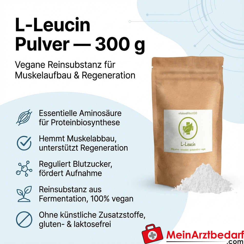 L-leucina in polvere 300 g sostanza pura vegan senza glutine senza lattosio