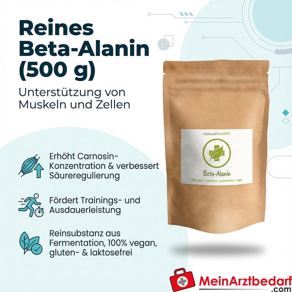 Beta-alanina in polvere 500 g aminoacido puro vegano senza glutine e lattosio