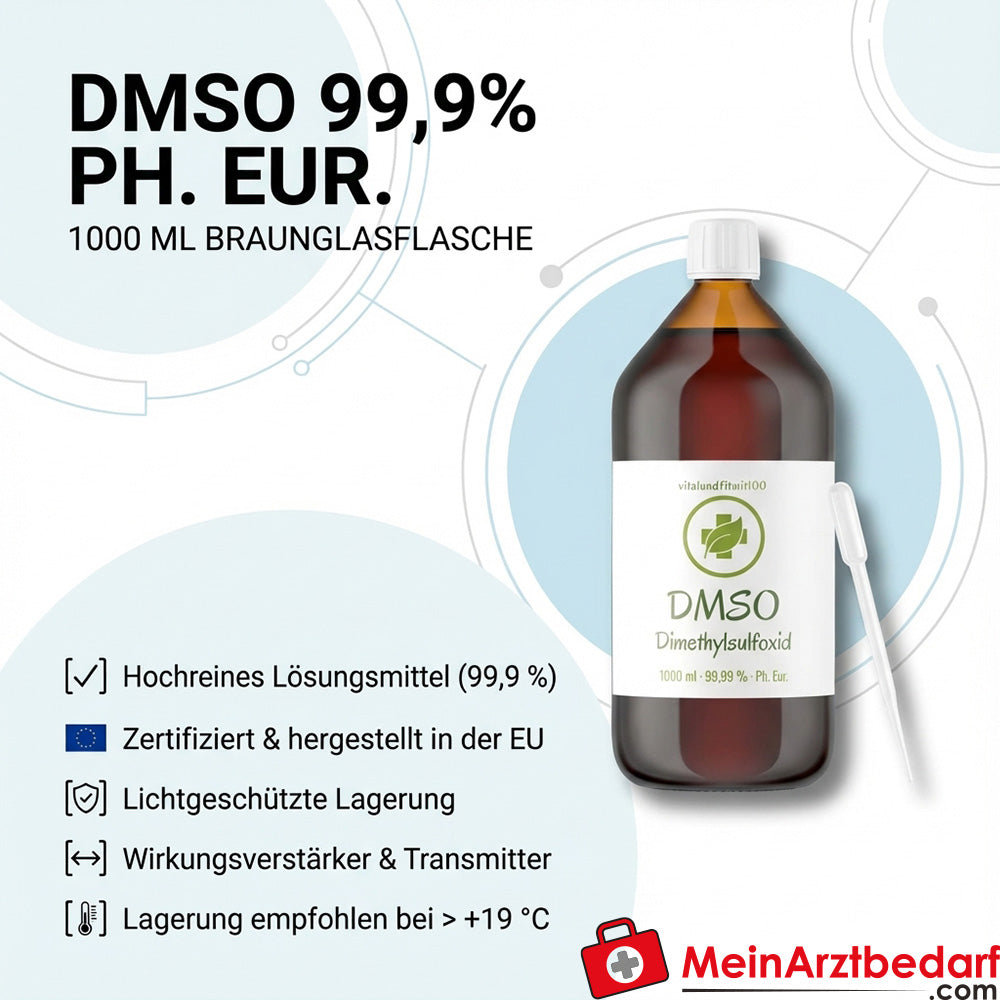 Dimetil solfossido (DMSO) 99,9% Ph. Eur. Bottiglia di vetro ambrato da 1000 ml