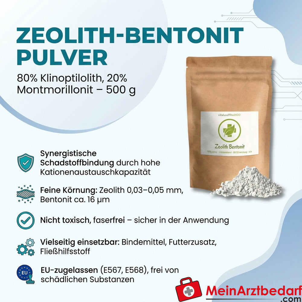 Zeolite-bentonite powder 80% clinoptilolite, 20% bentonite 500 g