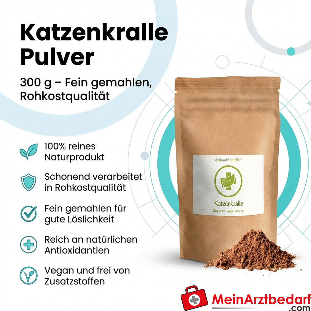 Griffe de chat (Uncaria tomentosa) en poudre 300 g crudité finement moulue végétalien