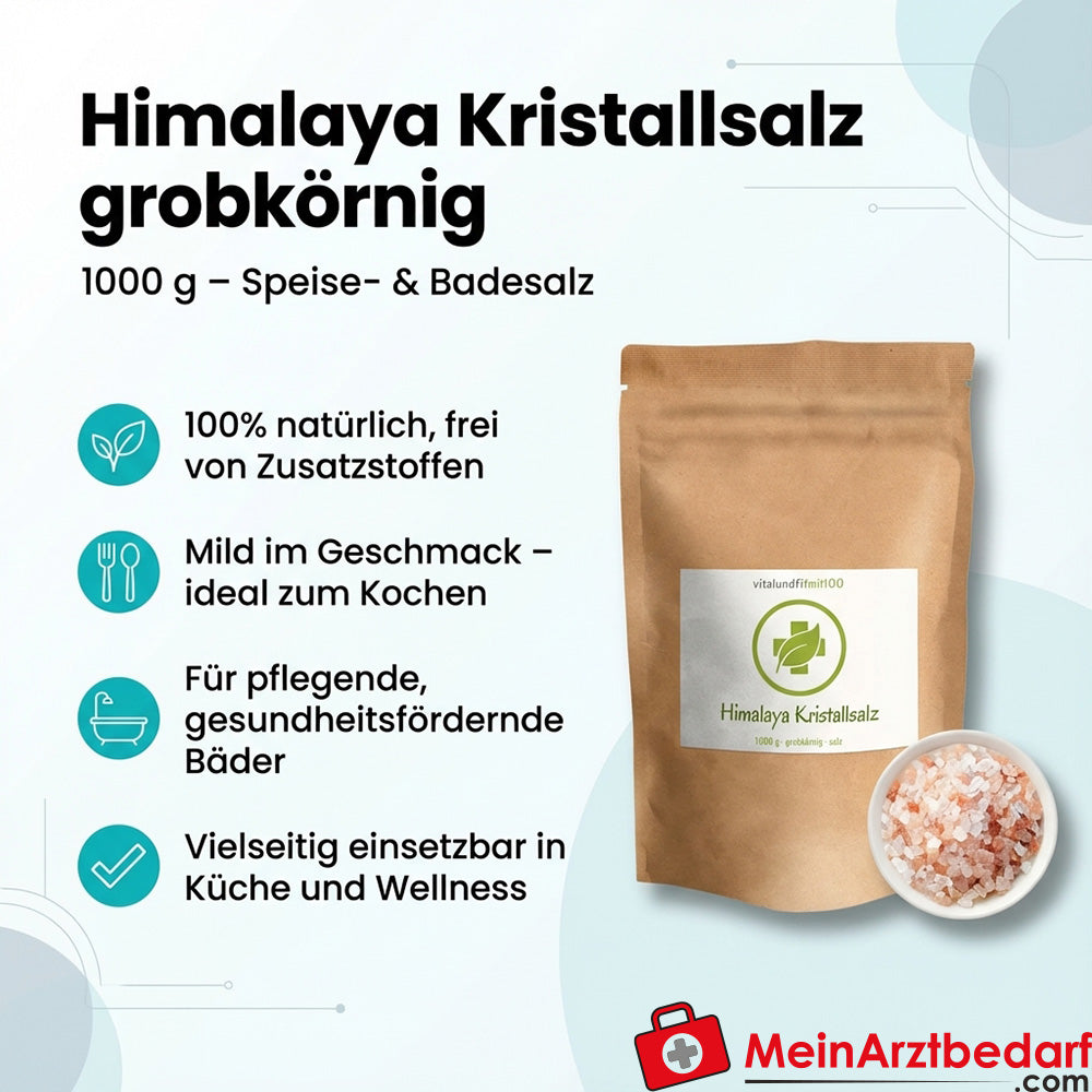 Sale cristallino dell'Himalaya a grana grossa 1 kg Sale da cucina, da condimento e da bagno