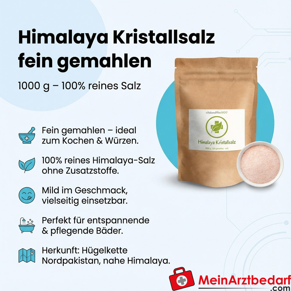 Sale cristallino dell'Himalaya, macinato finemente 1 kg
