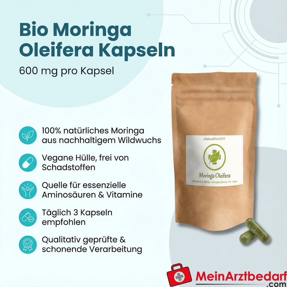 Biologische Moringa Oleifera capsules 600 mg veganistisch