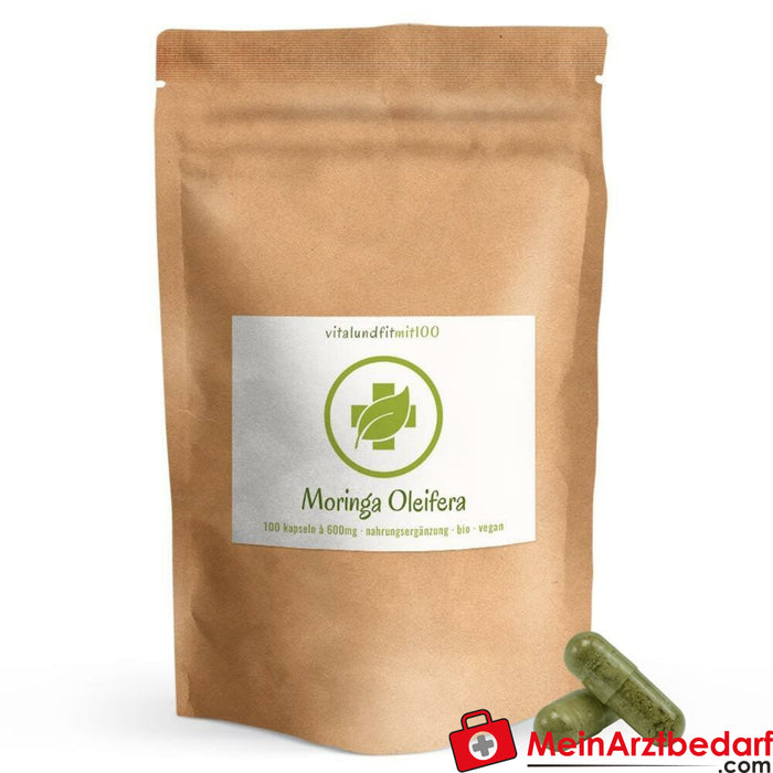 Organiczne kapsułki Moringa Oleifera 100 kapsułek po 600 mg każda