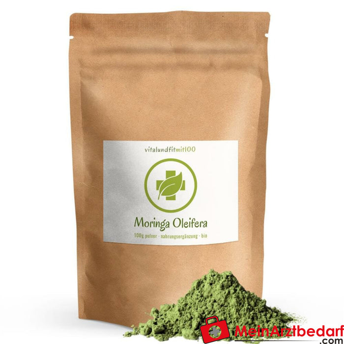 Poudre de feuilles de Moringa Oleifera sauvage bio|finement moulue 100 g, 1 pc