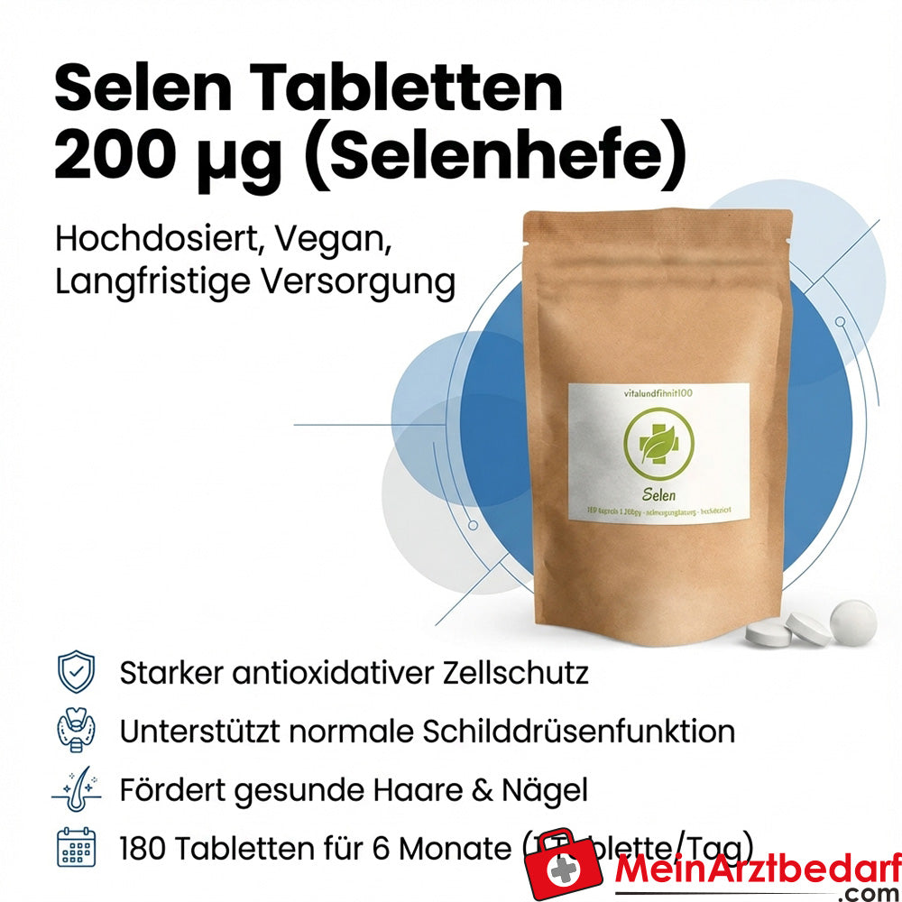 Comprimidos de selenio 200 µg (levadura de selenio) 180 unidades vegano